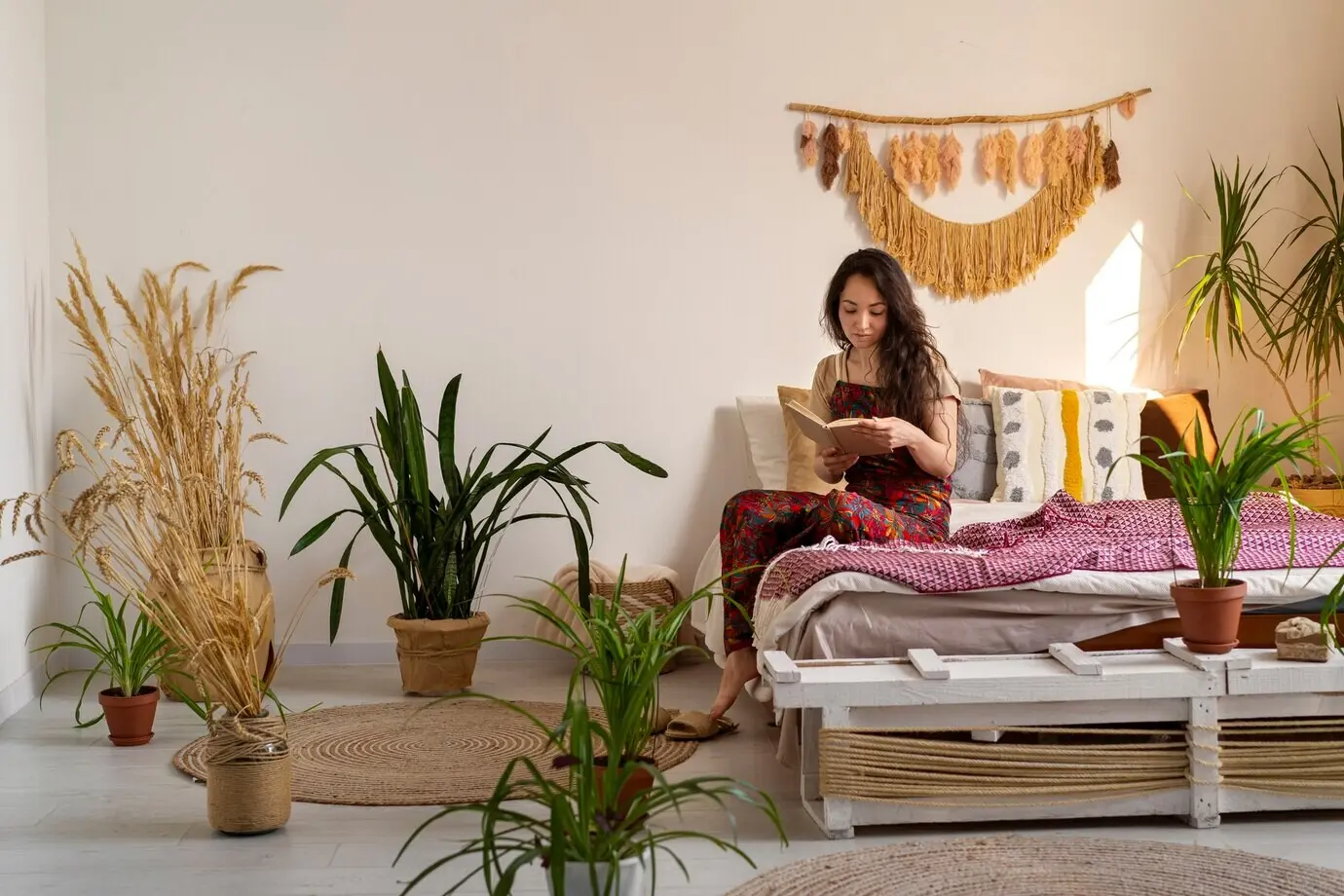 Lebensstil der in Boho-Interieurs lebenden Menschen