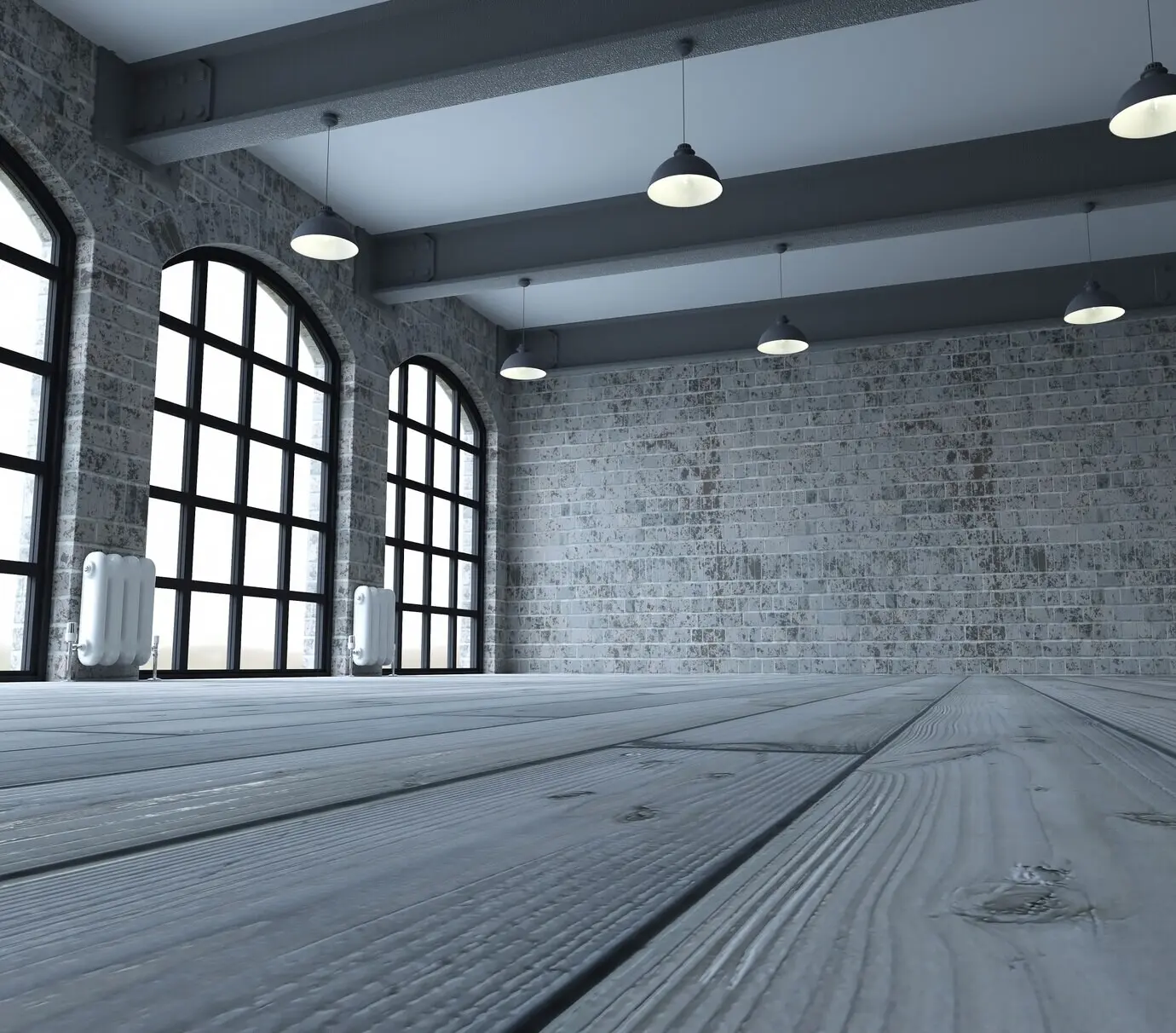 Blick aus einem Zimmer auf einer Etage mit großen Fenstern